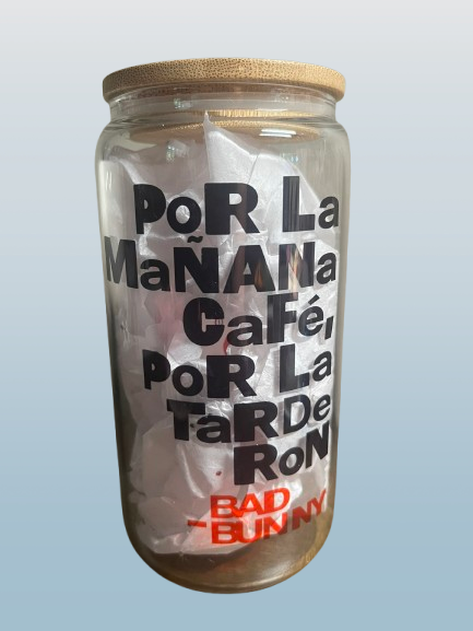 Bad Bunny Cafe 16oz Glass Cup