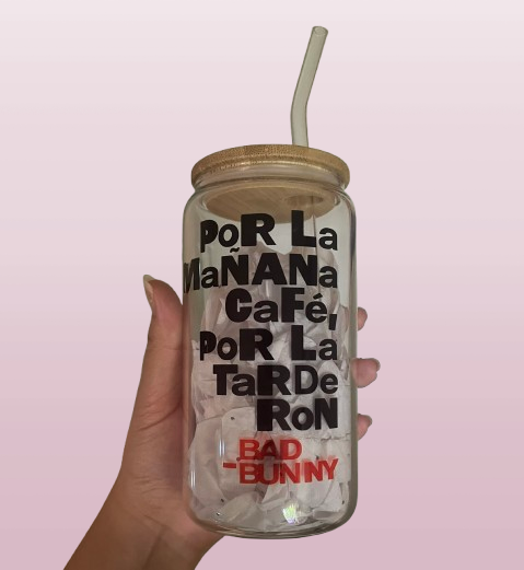 Bad Bunny Cafe 16oz Glass Cup