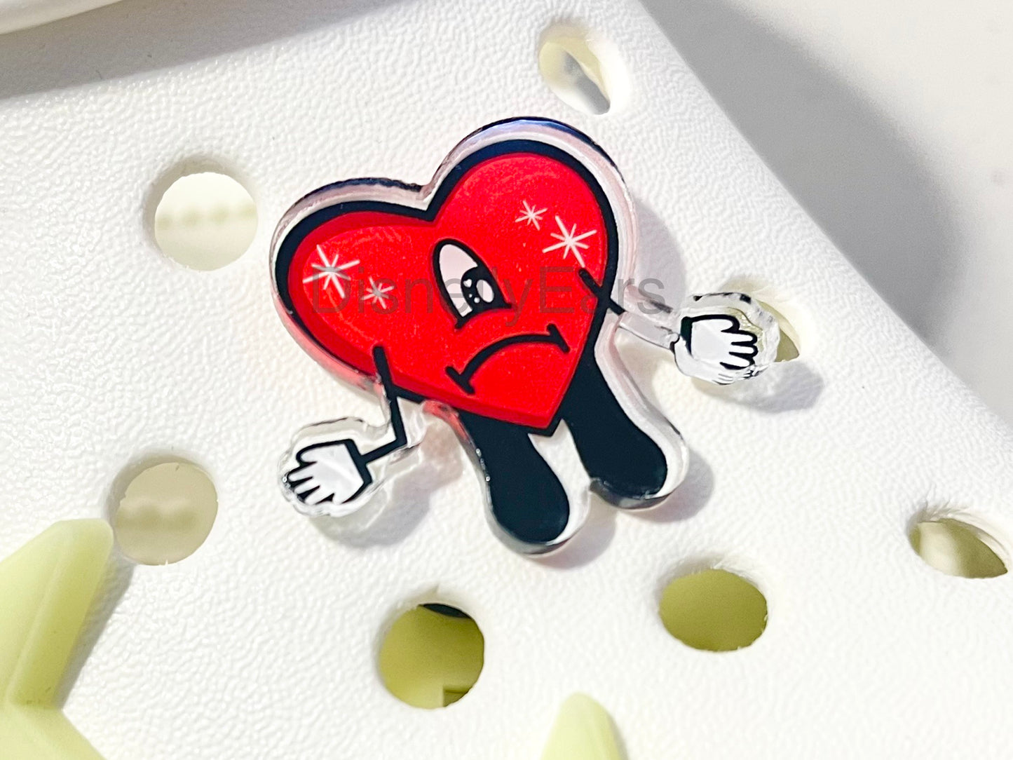 Sad Heart Acrylic Shoe Charms