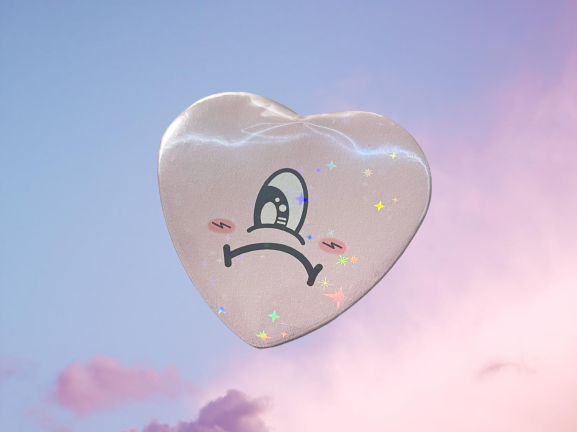Sad Heart Button Pins/Magnet