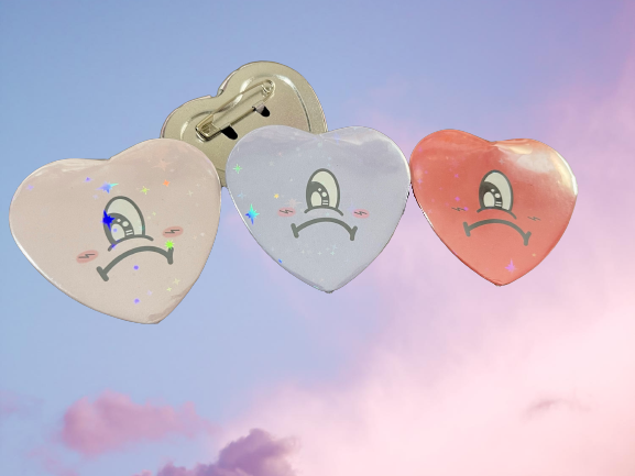 Sad Heart Button Pins/Magnet