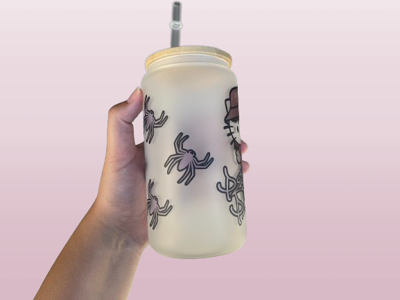 Peso Kitty Spider Frosted Glass Cup