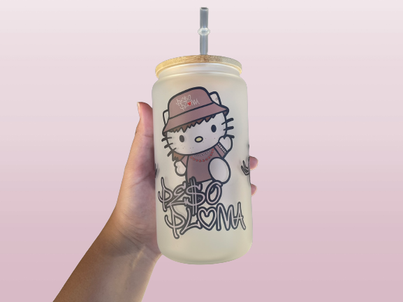 Peso Kitty Spider Frosted Glass Cup