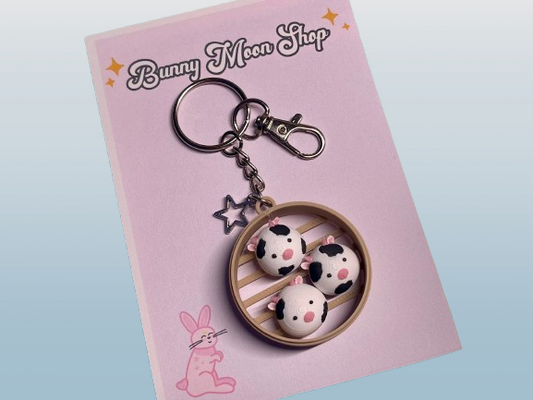 Cow Dim Sum Bun Keychain