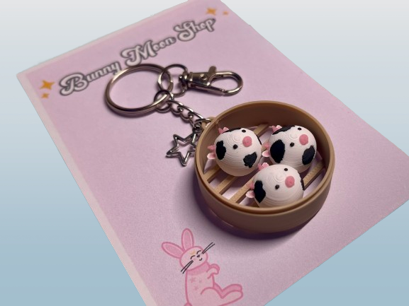 Cow Dim Sum Bun Keychain