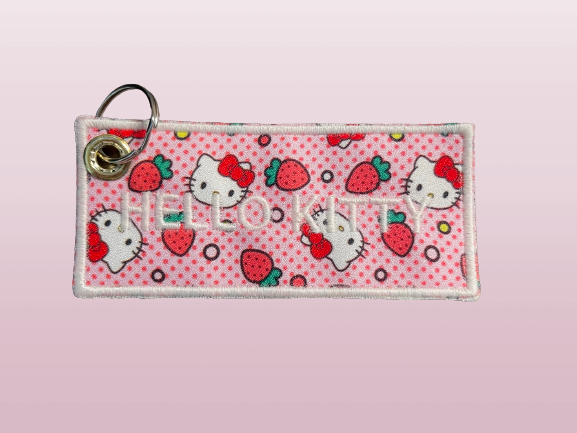 Strawberry Kitty Jet Tag Keychain