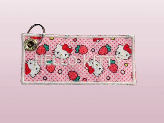 Strawberry Kitty Jet Tag Keychain