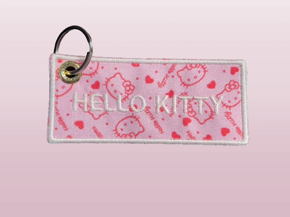 Pink Kitty Jet Tag Keychain