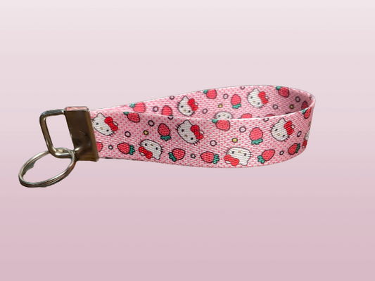 Strawberry Kitty Wristlet Keychain