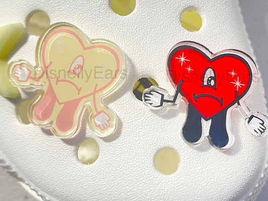 Sad Heart Acrylic Shoe Charms