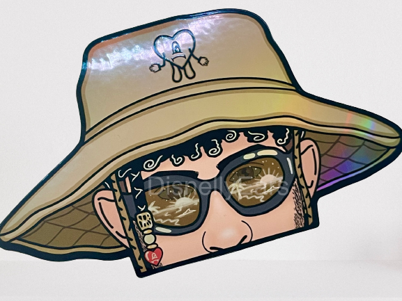 Safari Hat Bad Bunny Peeker Car Decal