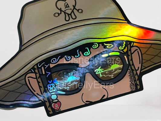 Safari Hat Bad Bunny Peeker Car Decal