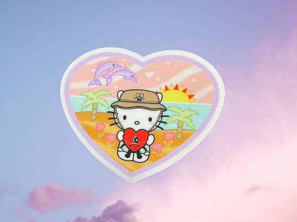 Heart Bad Kitty Waterproof Sticker